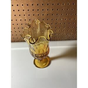 Vintage Fenton Colonial Amber Thumbprint Handkerchief